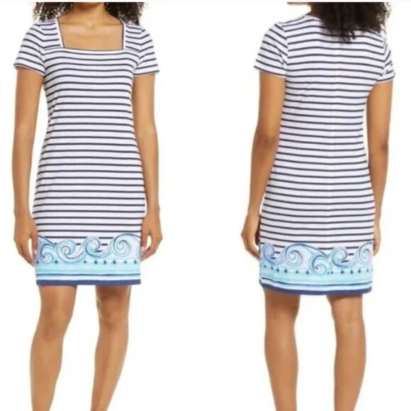 Lilly Pulitzer Rexa Shift Dress Square Neck Beach Coastal SZ XL - Picture 2 of 11